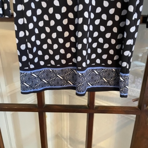 Michael Kors Blue Patterned Boat Neck Dress, Size Medium - Picture 2 of 5